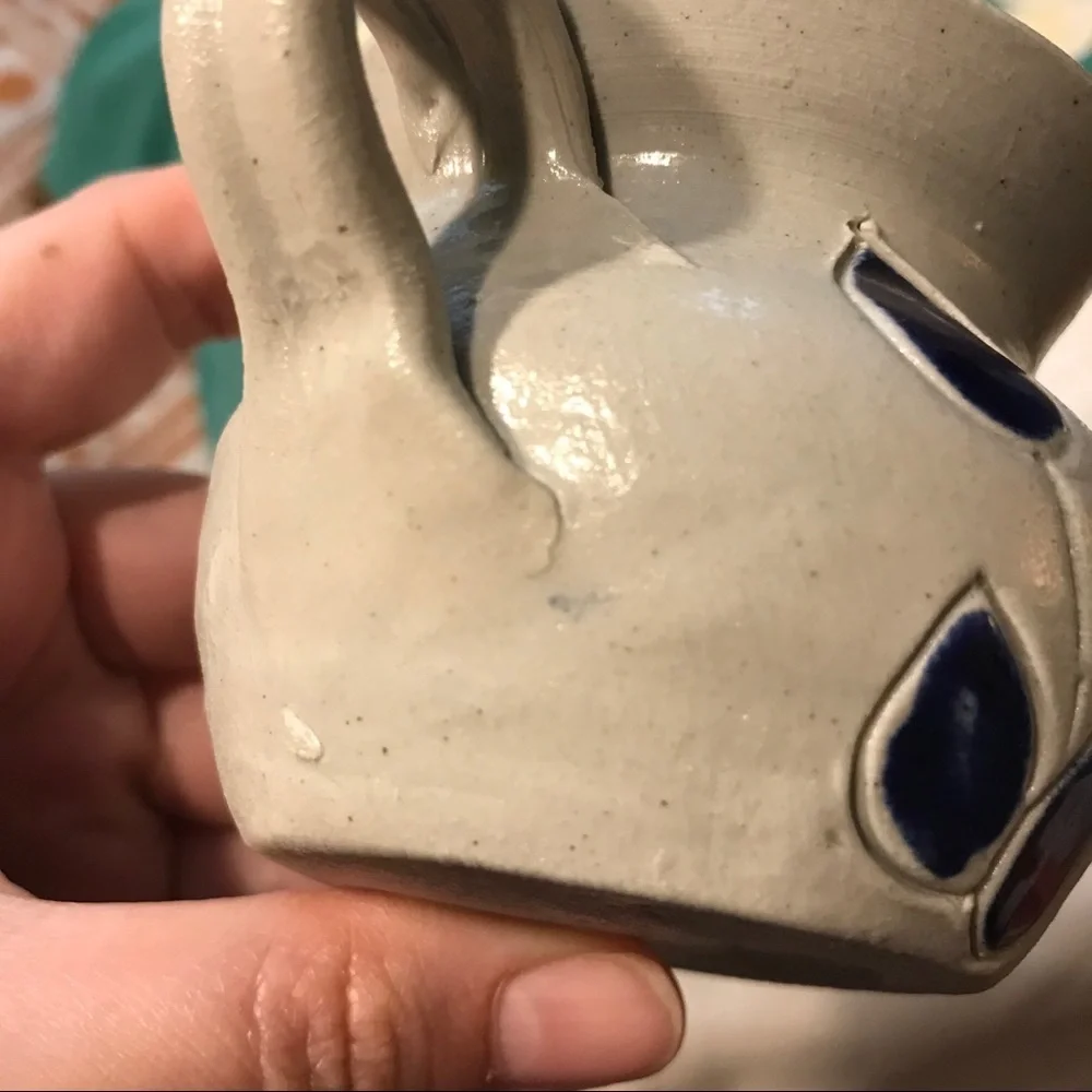 Williamsburg Pottery Creamer Clay Blue farmhouse taupe pitcher